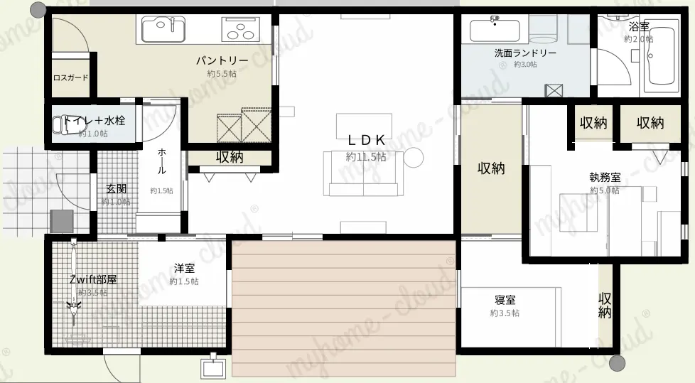 マイホームクラウドで作成した間取り図02 一条工務店 間取り例 間取り図02